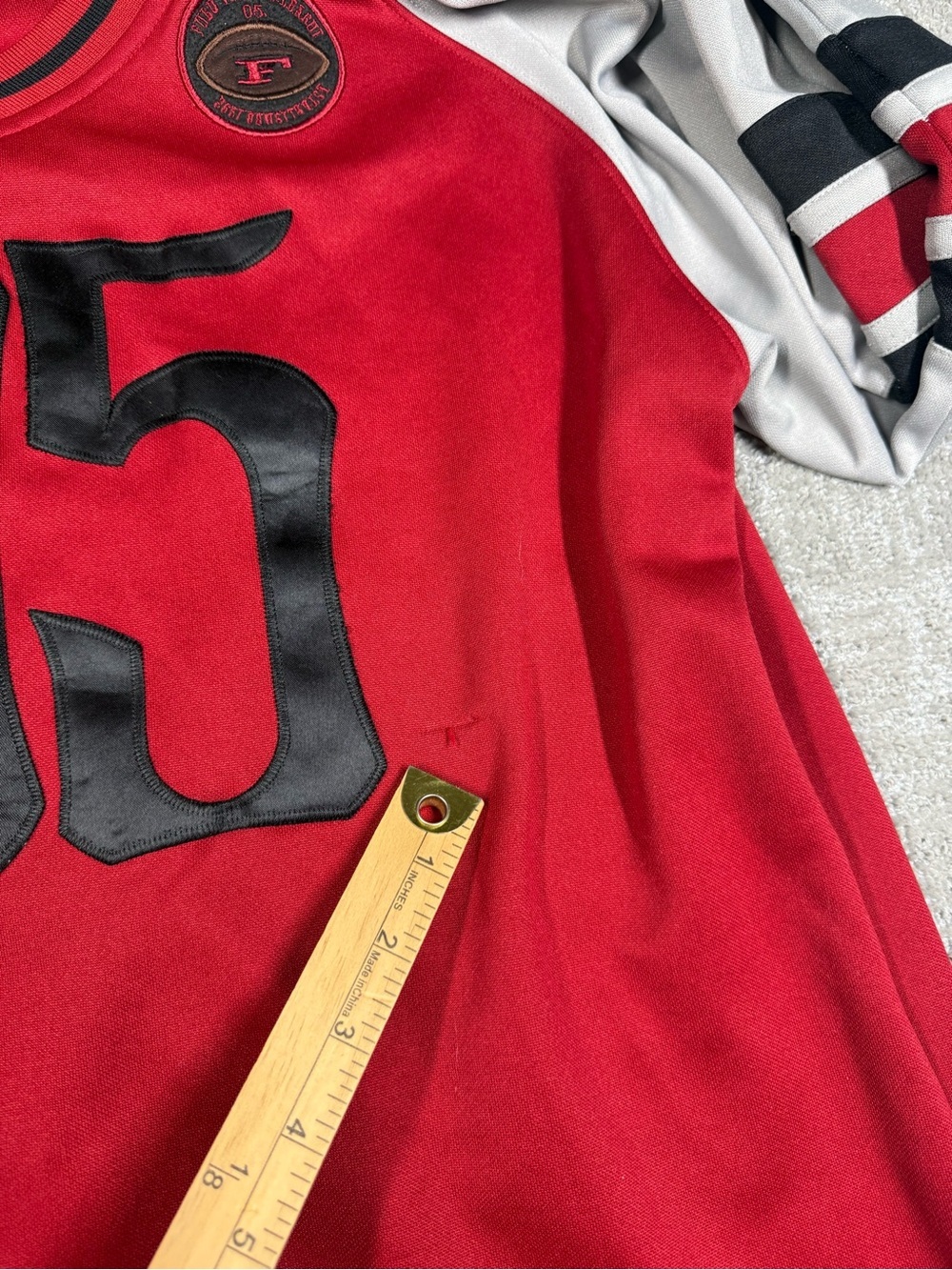 Vintage Y2K FUBU Long Sleeve Red Gray Jersey Made in Korea Size XL - Picture 6 of 7